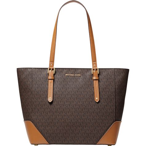 michael michael kors signature jacquard gathered tote|Aria Large Signature Logo Jacquard Tote Bag .